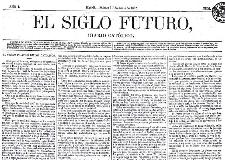 El Siglo Futuro (1/6/1875)