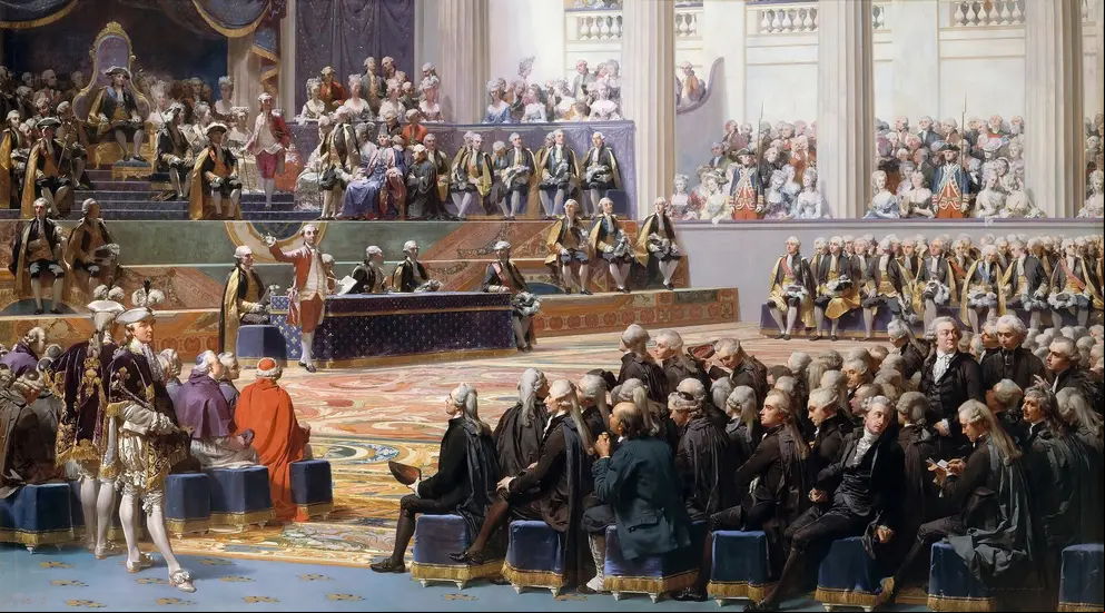 Sesión de apertura de los Estados generales de 1789, el 5 de mayo, en Versalles, según pintura de Auguste Couder.