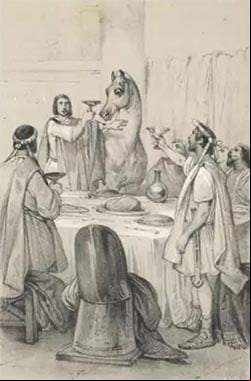 Calígula e Incitato en la misma mesa. Crédito: dibujo de Jean Victor Adam antes del año 1867