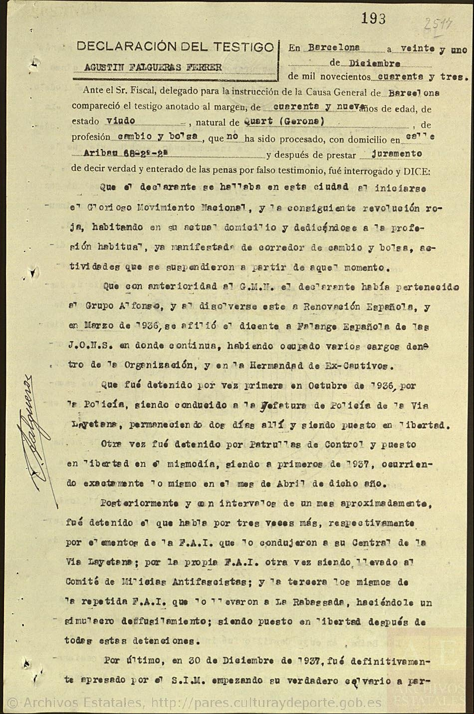 Documentos correspondientes a Causa General del A.H.N.Subdirección General de los Archivos EstatalesMinisterio de Cultura.España